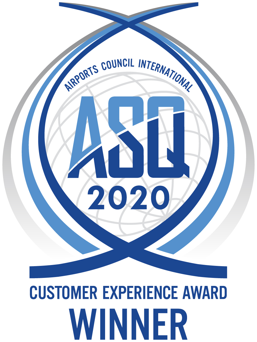 Graphic provided by Airports Council International of a logo of its ASQ award.