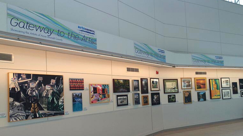 Photograph of Arts Council of Anne Arundel County exhibit at BWI Marshall Airport