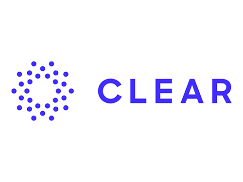blue Clear logo on white background