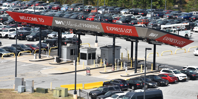 Overhead photo of the Express Parking lot at BWI Marshall Airport