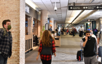 Photo of passengers walking through Concourse D at BWI Marshall Airport