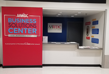 Photograph of the Anne Arundel Workforce Development Corporation information office at BWI Marshall Airport.