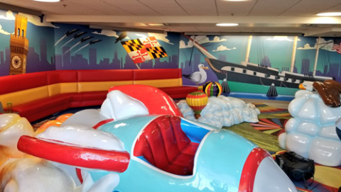 A photo of the interior of the D/E Children's Play Area.