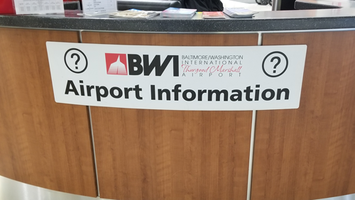 A photo of an Information Desk at BWI Marshall Airport.
