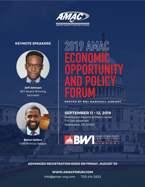 Graphic promoting the AMAC Economic Opportunity and Policy Forum in Washington, DC on September 11-12, 2019