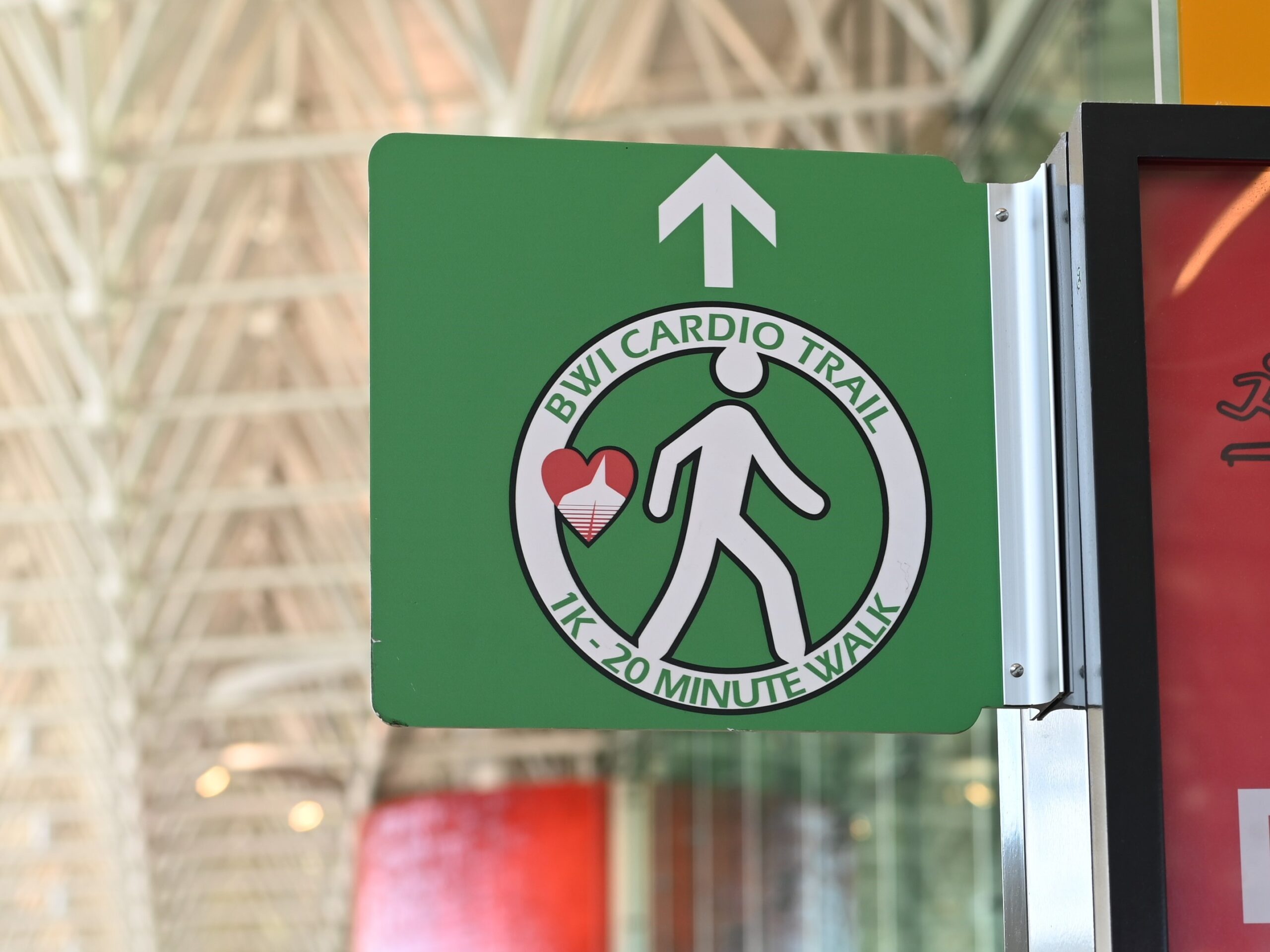 Photo of a Cardio Trail sign displayed at BWI Marshall Airport.