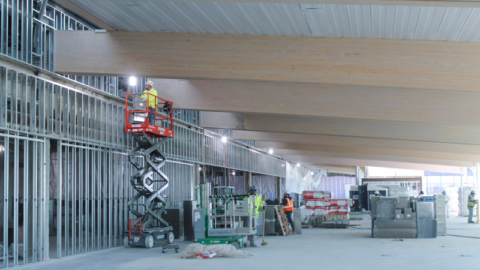 Interior photo showing construction progress of the future A/B Connector at BWI Marshall Airport.