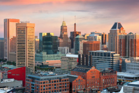 Photo of the downtown Baltimore, Maryland skyline