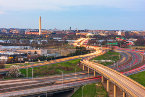 Photo of the Washington, DC skyline as seen from northern Virginia