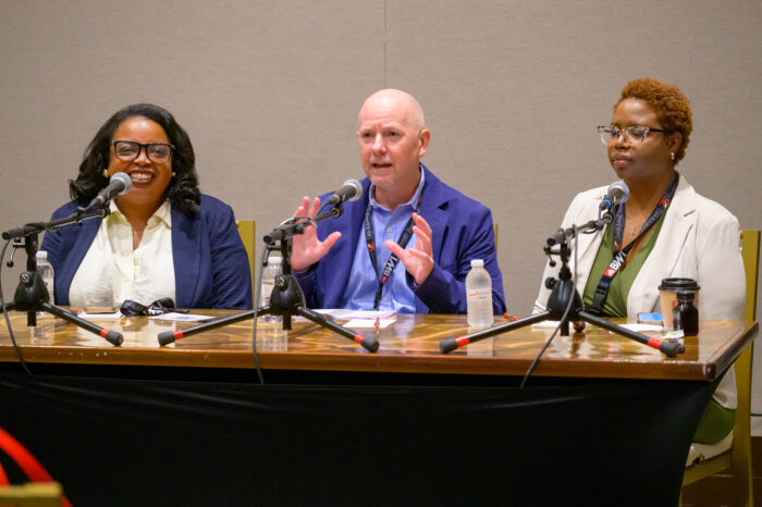Photo of a 3-person panel during a breakout session at the 2025 SynergyBWI Business and Networking event.