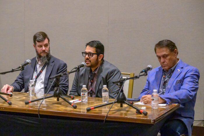 Photo of a 3-person panel during a breakout session at the 2025 SynergyBWI Business and Networking event.