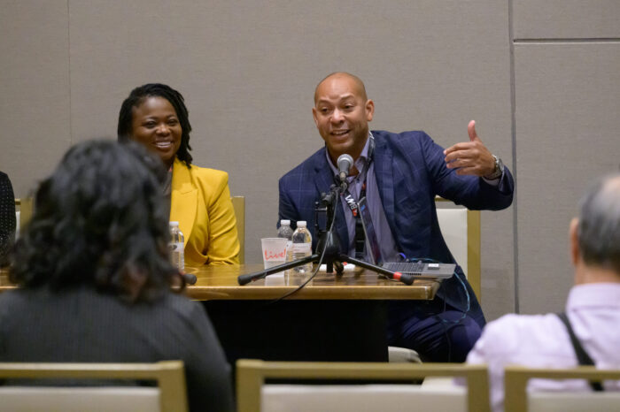 Photo of a panelist speaking during a breakout session at the 2025 SynergyBWI Business and Networking event.