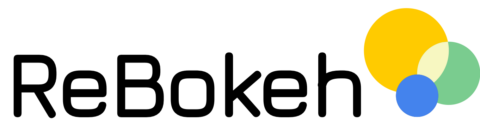 Black text logo of ReBokeh