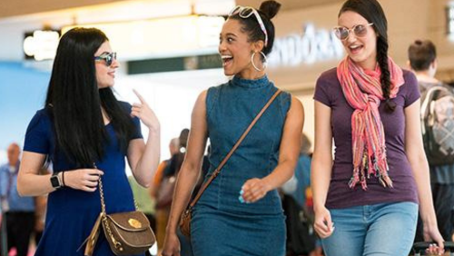 Girls walking through the concourse shops at BWI Thurgood Marshall Airport